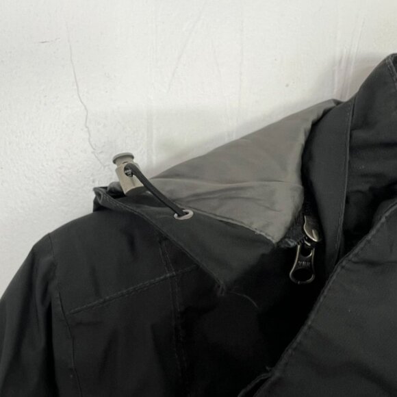 Eddie Bauer Trench Coat Black Insulated Hooded Raincoat StormRepel Womens Medium - Picture 6 of 7